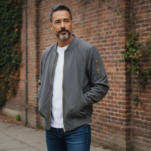 Albion‎ Mens Bomber Jacket Size M Gray Lightweight